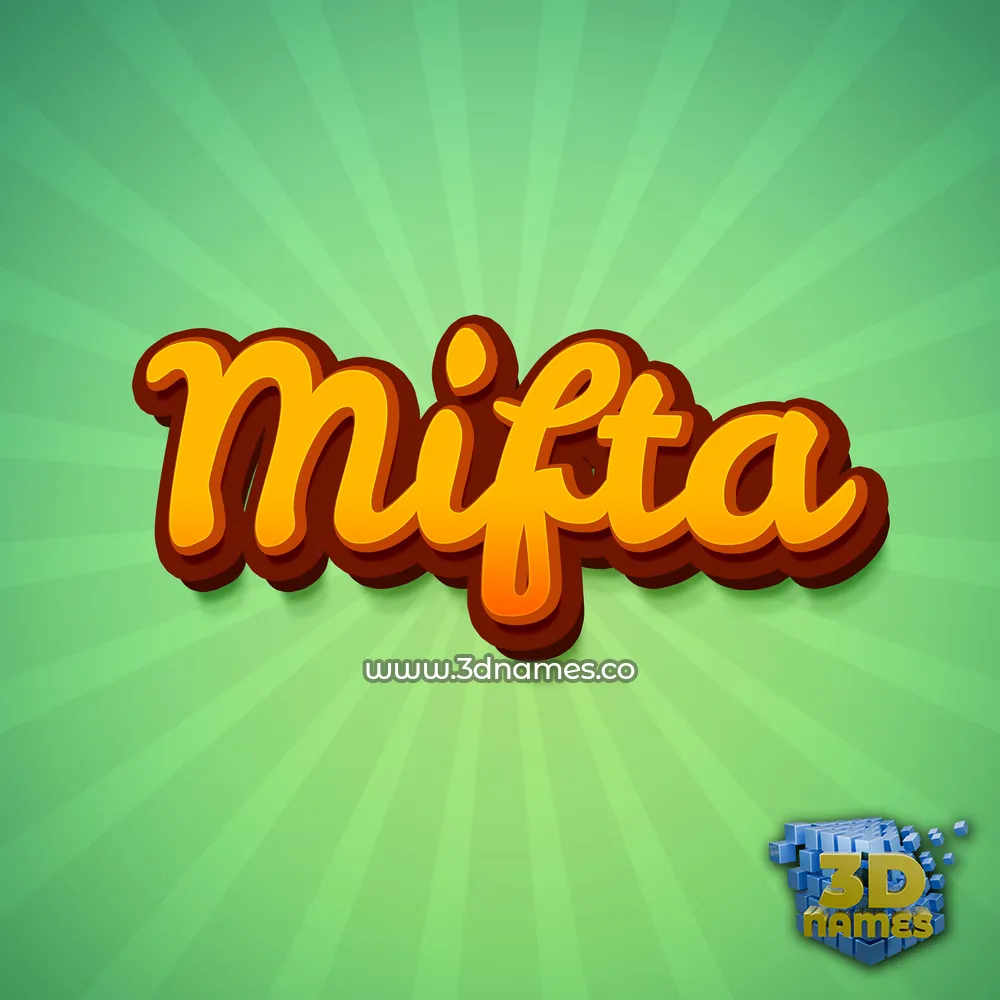 mifta in Green Rays style - 3D name wallpaper