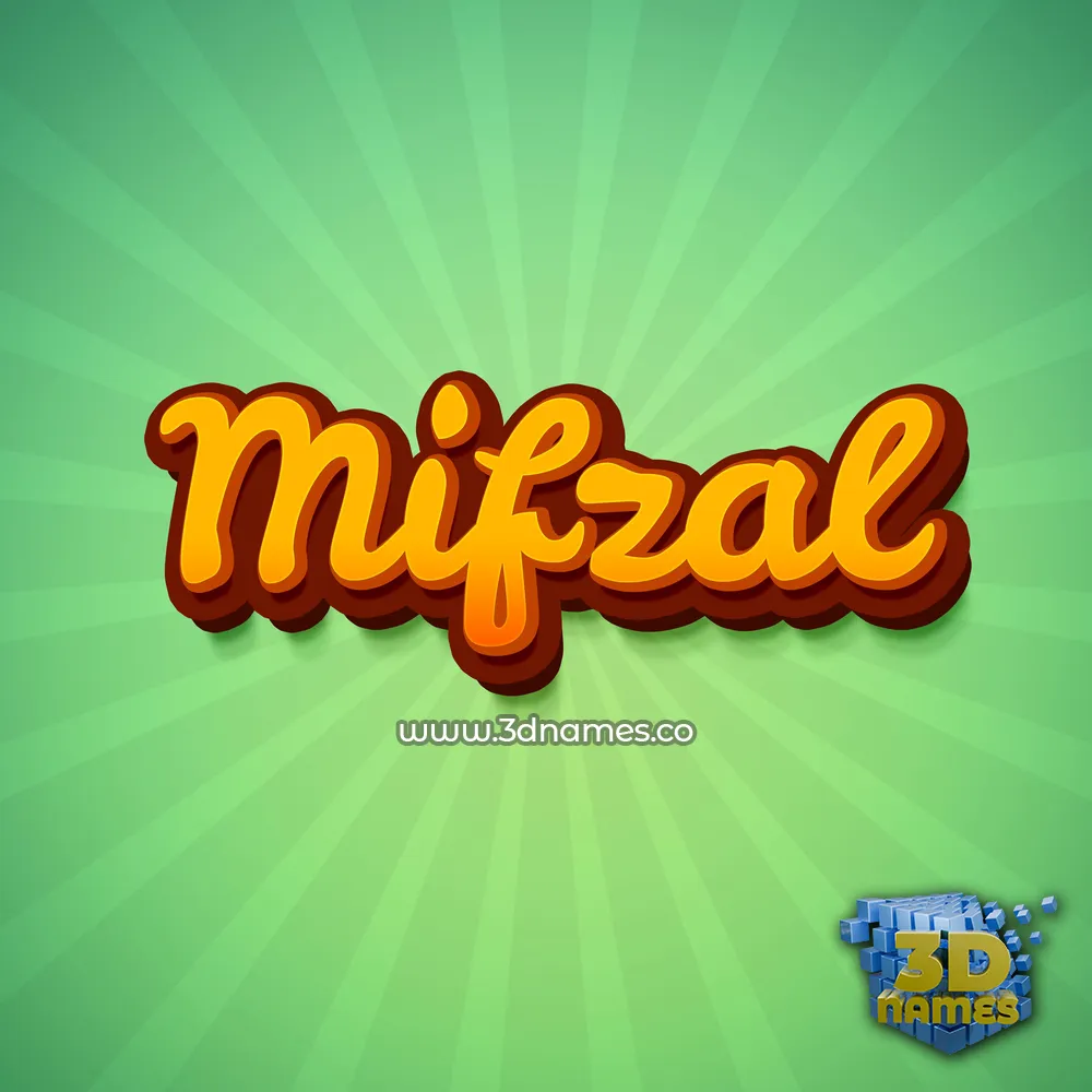 mifzal in Green Rays style - 3D name wallpaper