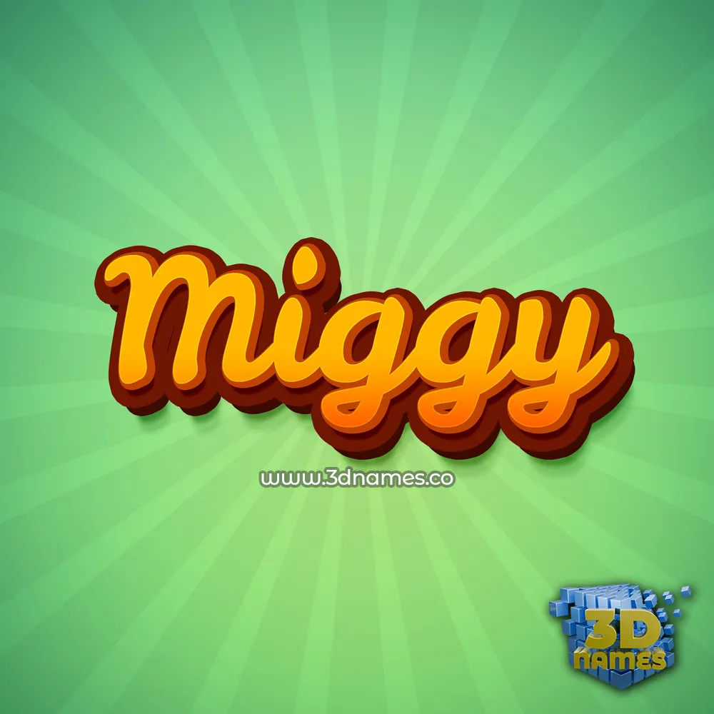 miggy in Green Rays style - 3D name wallpaper