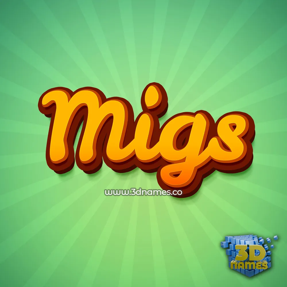 migs in Green Rays style - 3D name wallpaper