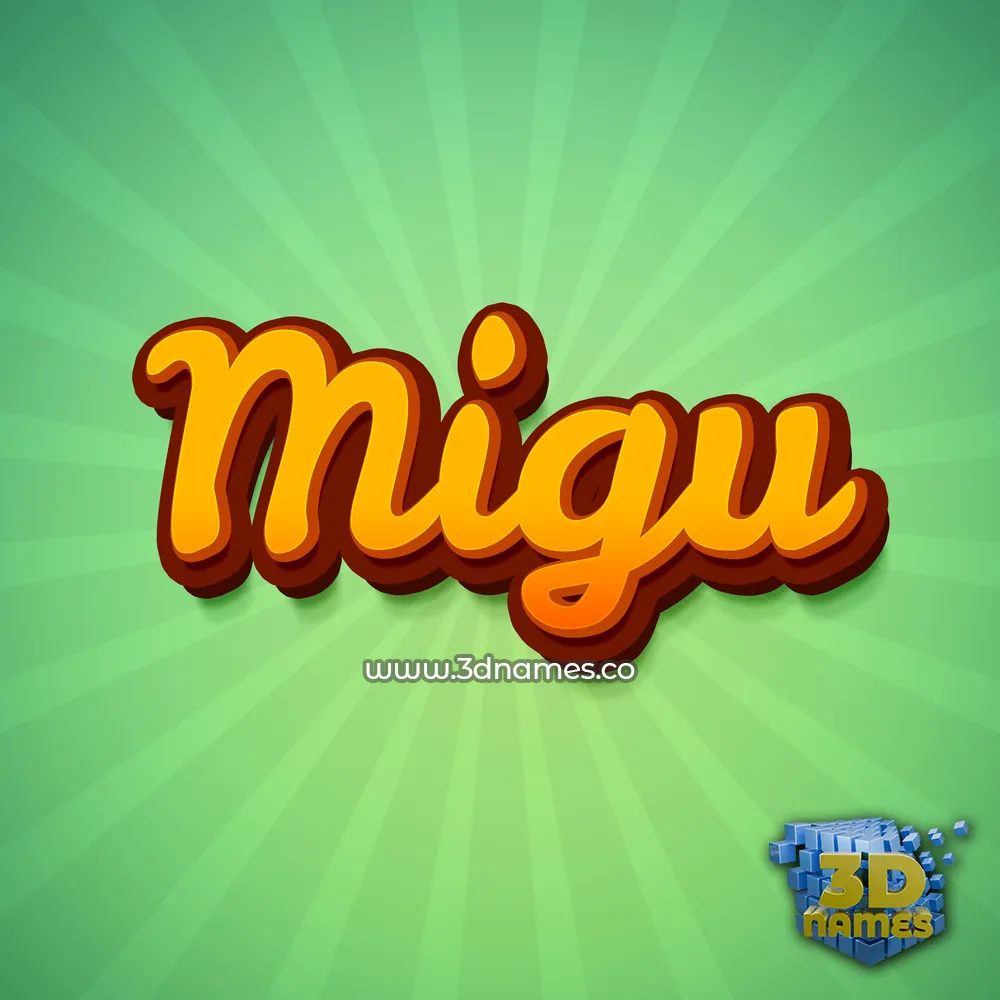 migu in Green Rays style - 3D name wallpaper