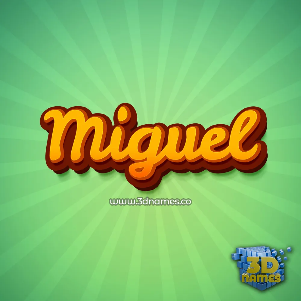 miguel in Green Rays style - 3D name wallpaper