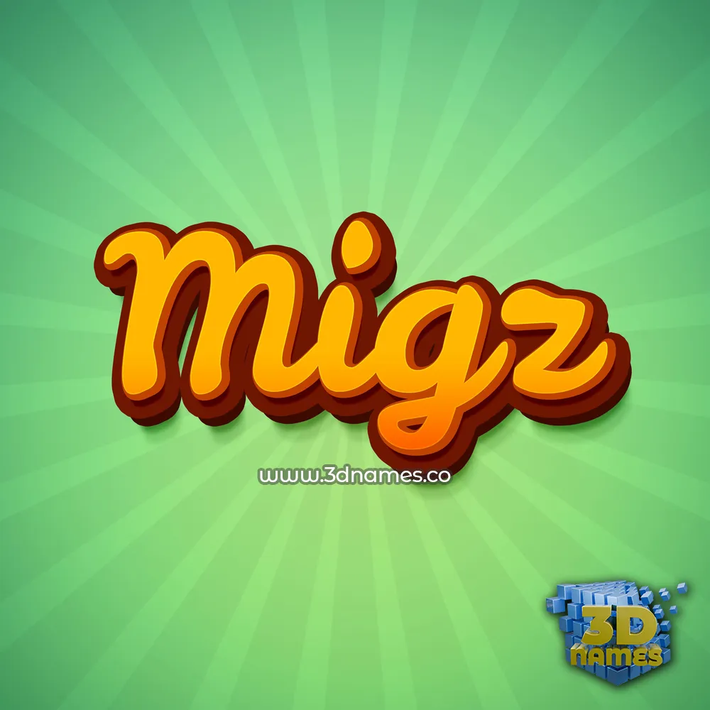 migz in Green Rays style - 3D name wallpaper