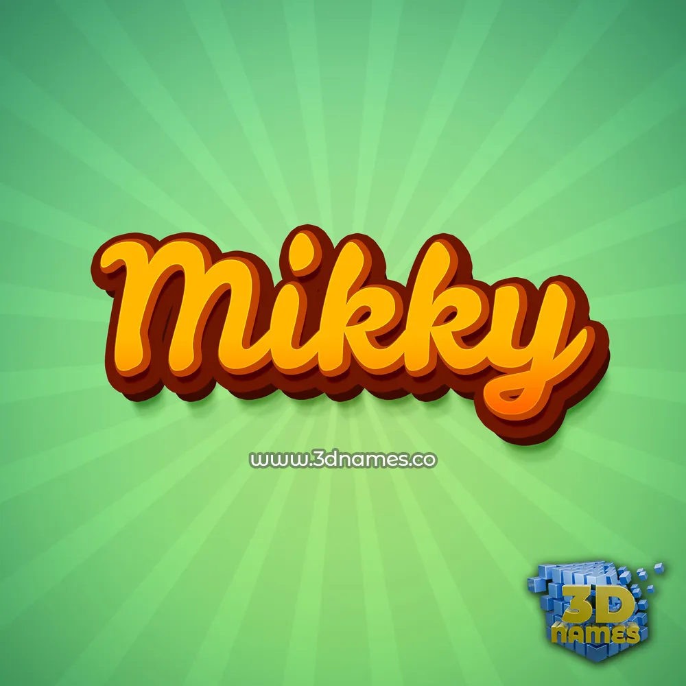 mikky in Green Rays style - 3D name wallpaper