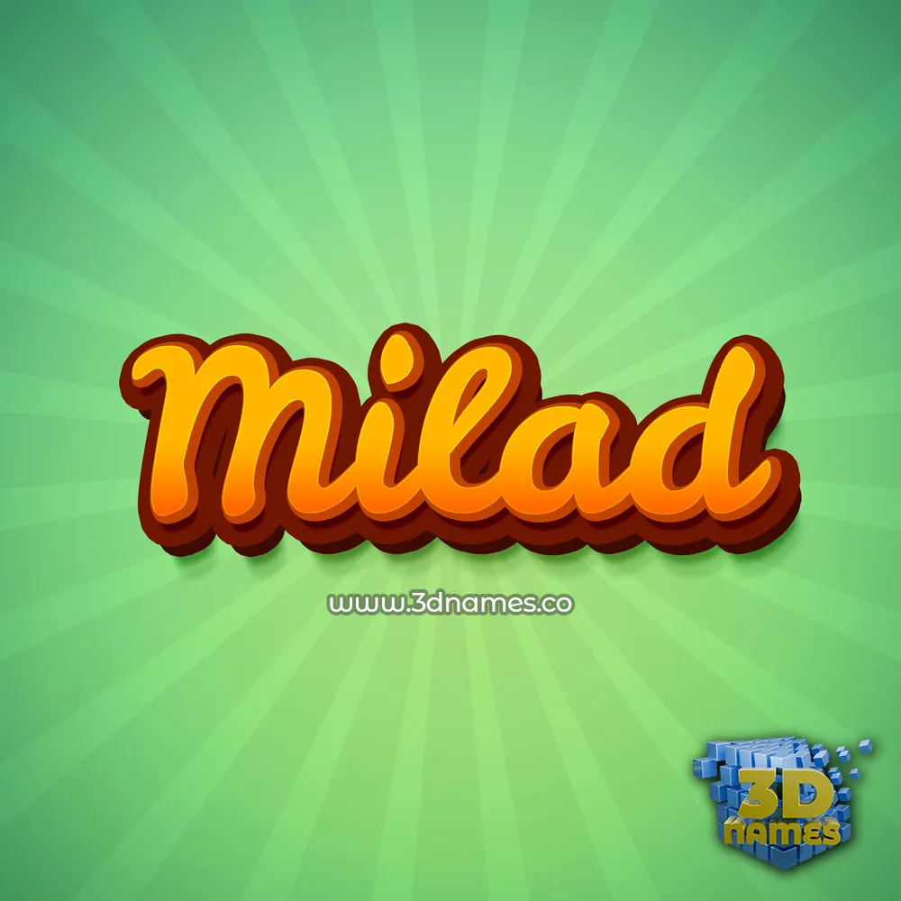 milad in Green Rays style - 3D name wallpaper