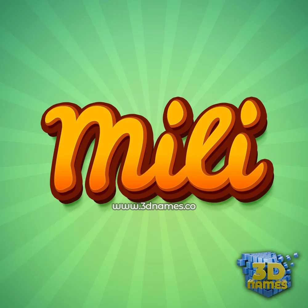 mili in Green Rays style - 3D name wallpaper