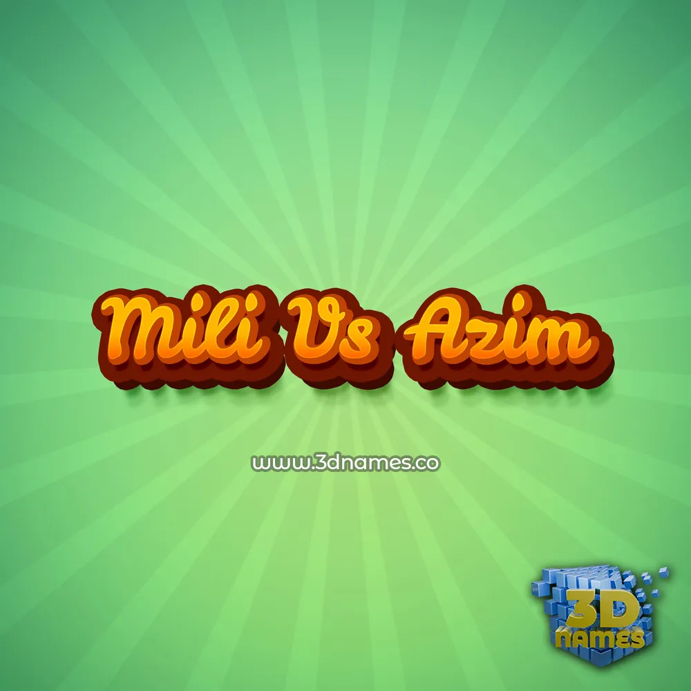 mili vs azim in Green Rays style - 3D name wallpaper