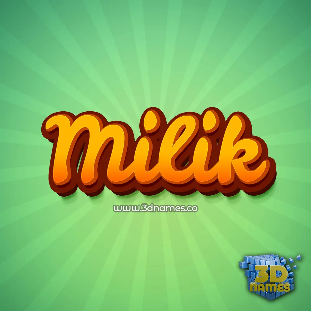milik in Green Rays style - 3D name wallpaper