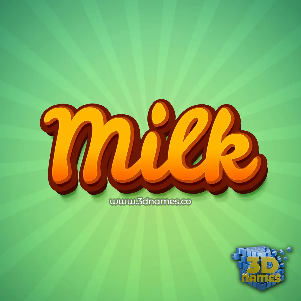 milk in Green Rays style - 3D name wallpaper