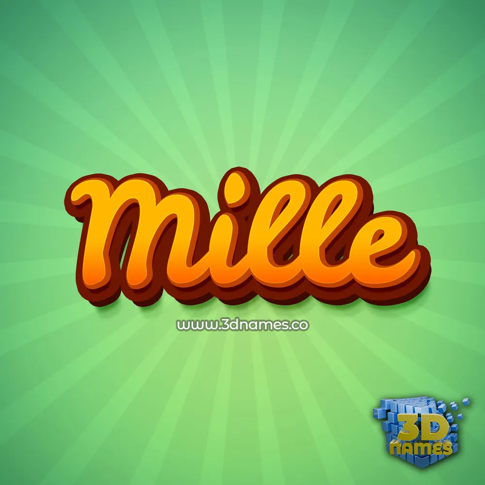 mille in Green Rays style - 3D name wallpaper
