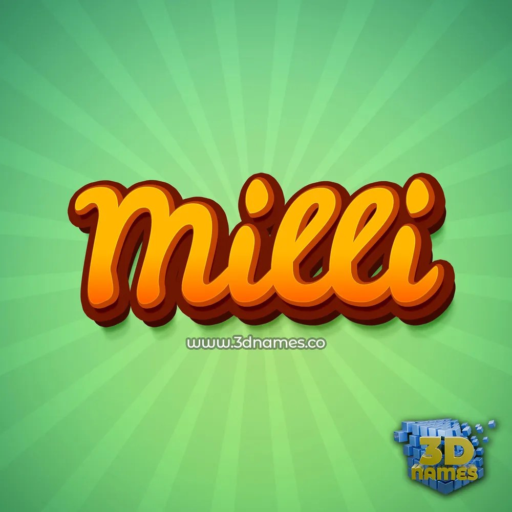 milli in Green Rays style - 3D name wallpaper