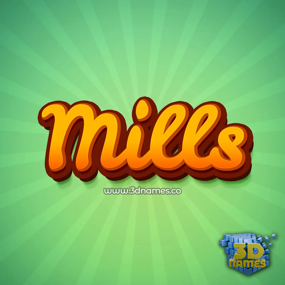 mills in Green Rays style - 3D name wallpaper