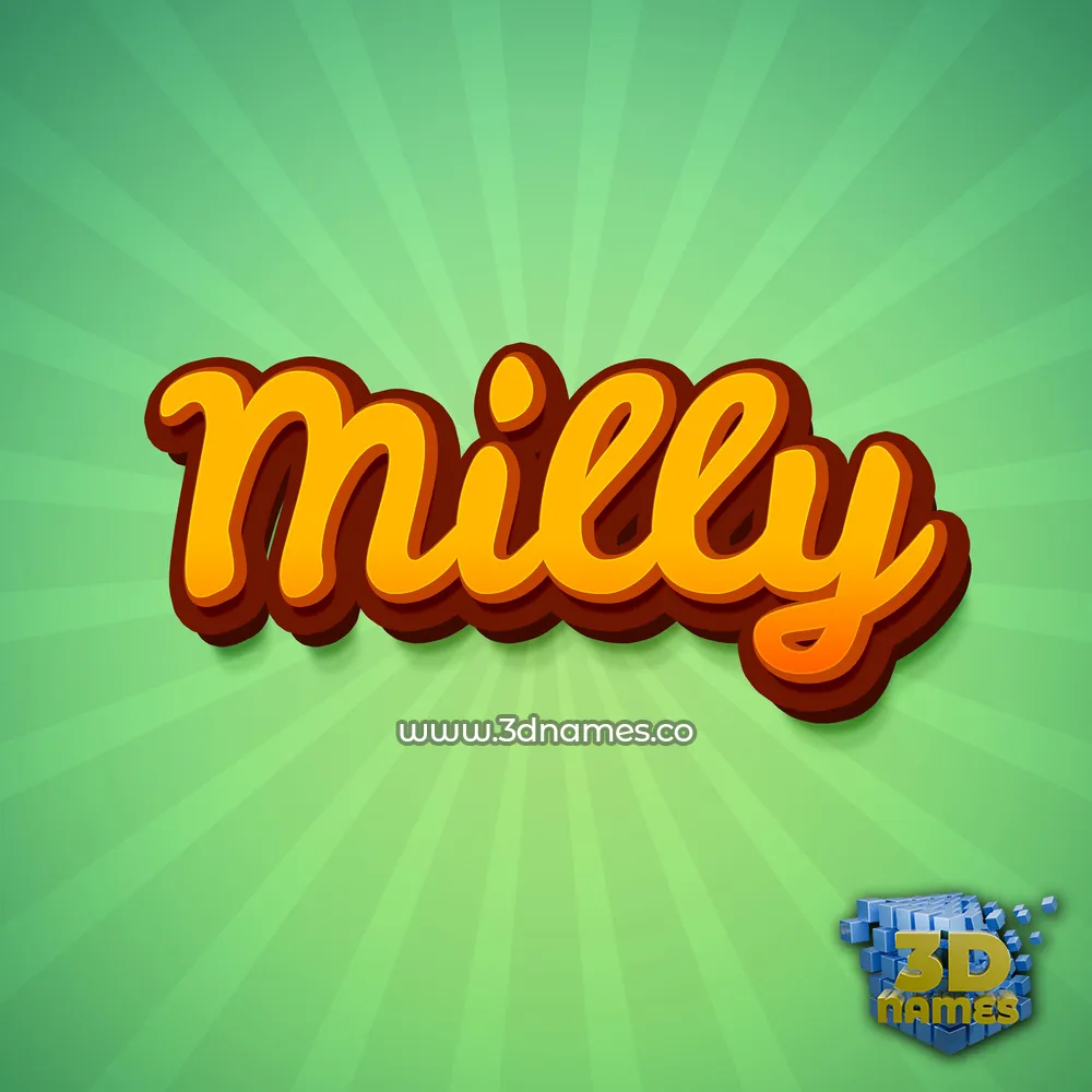 milly in Green Rays style - 3D name wallpaper