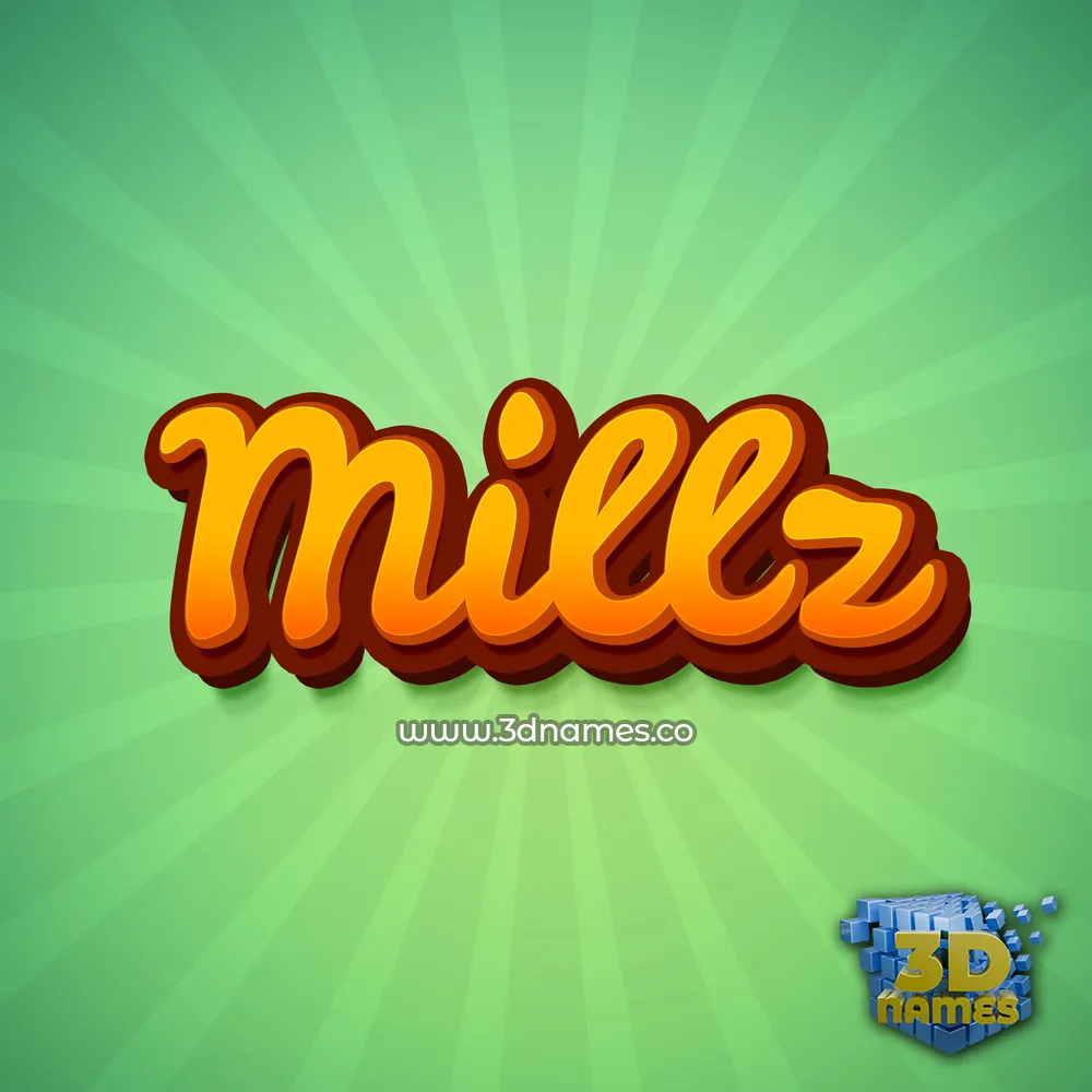 millz in Green Rays style - 3D name wallpaper