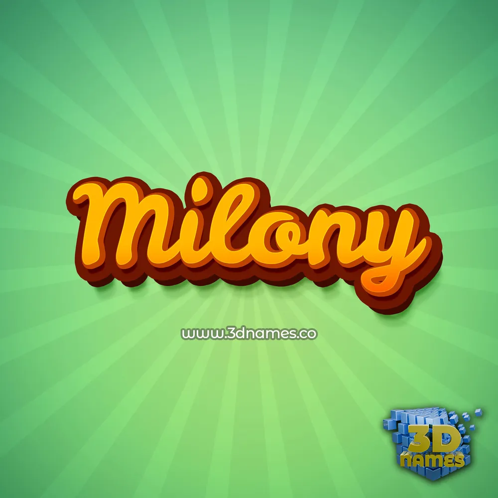 milony in Green Rays style - 3D name wallpaper
