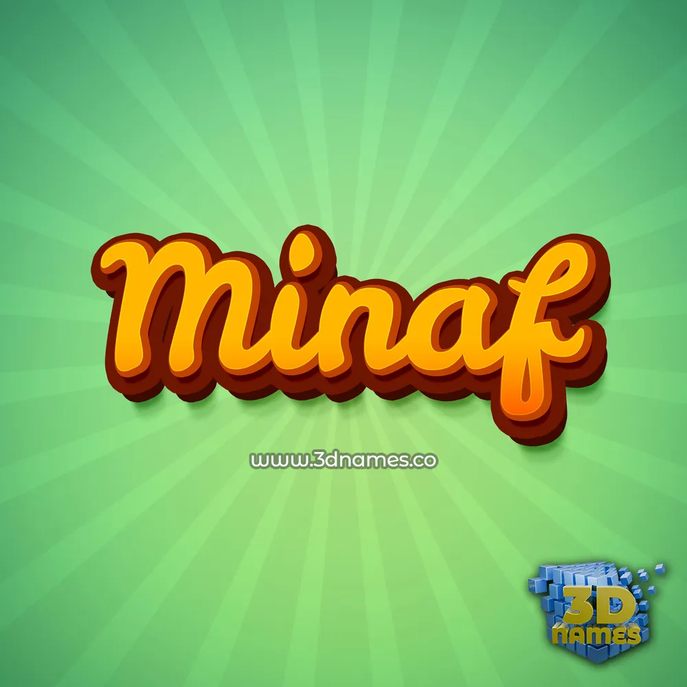 minaf in Green Rays style - 3D name wallpaper