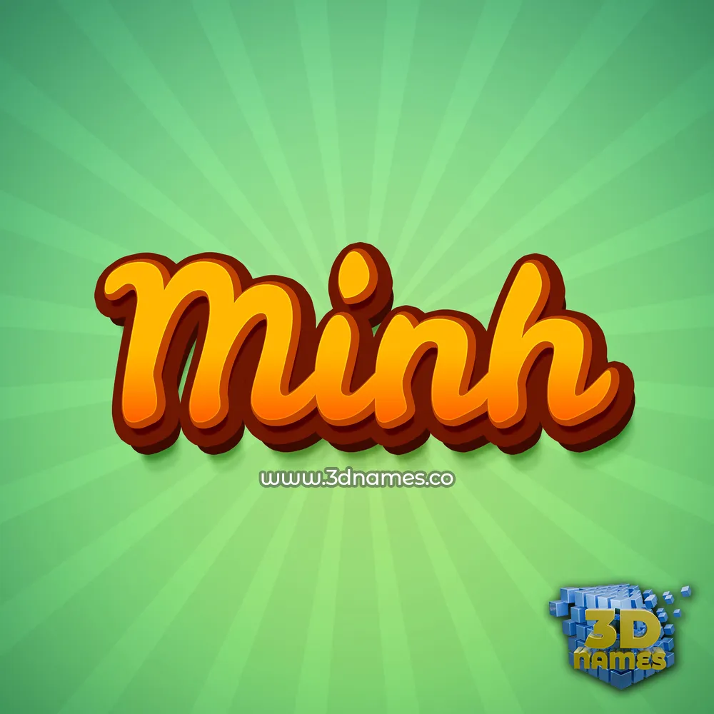 minh in Green Rays style - 3D name wallpaper