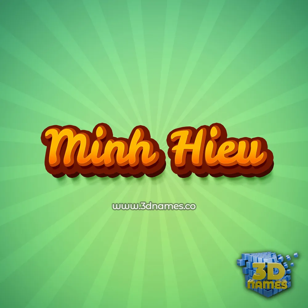 minh hieu in Green Rays style - 3D name wallpaper