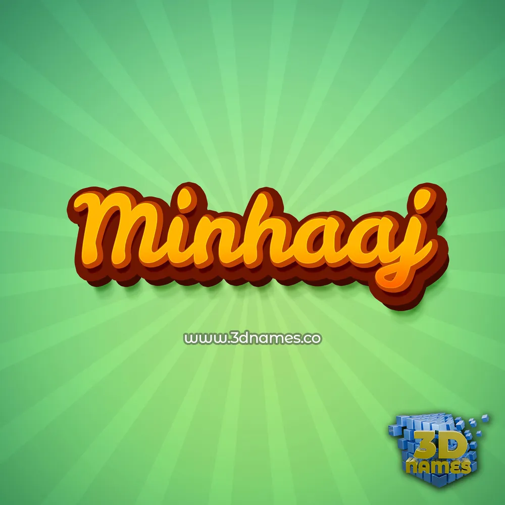 minhaaj in Green Rays style - 3D name wallpaper