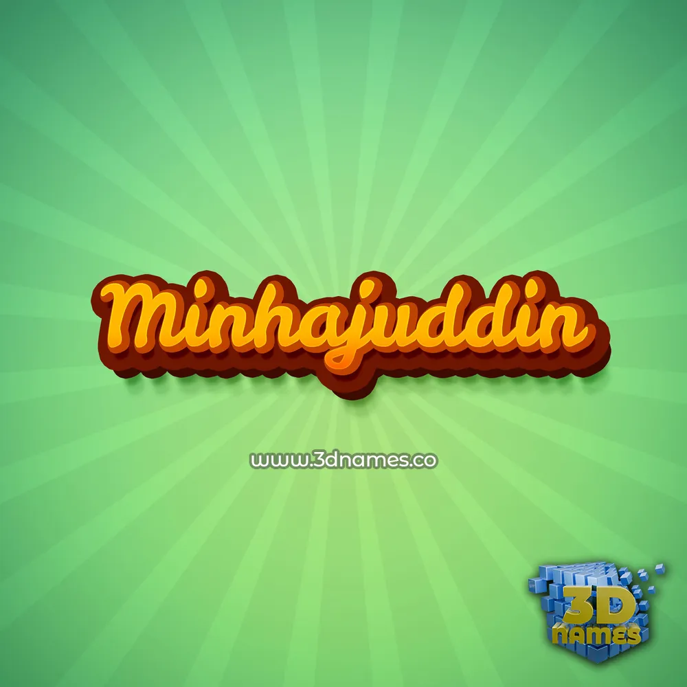 minhajuddin in Green Rays style - 3D name wallpaper