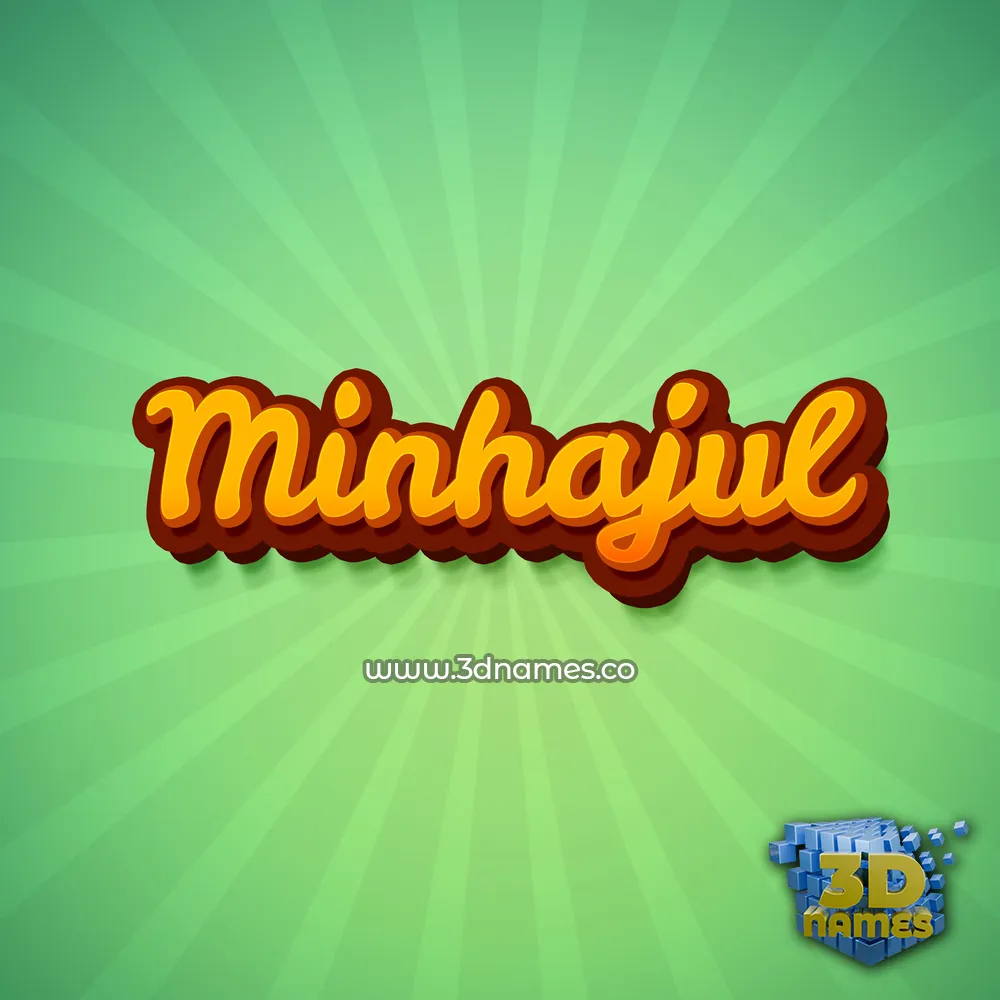 minhajul in Green Rays style - 3D name wallpaper