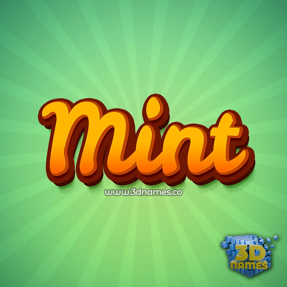 mint in Green Rays style - 3D name wallpaper