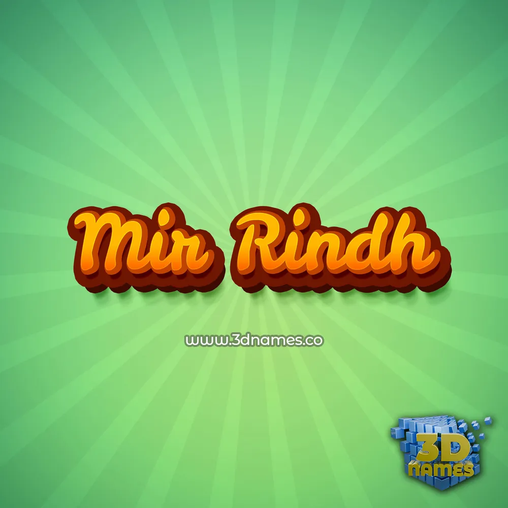 mir rindh in Green Rays style - 3D name wallpaper