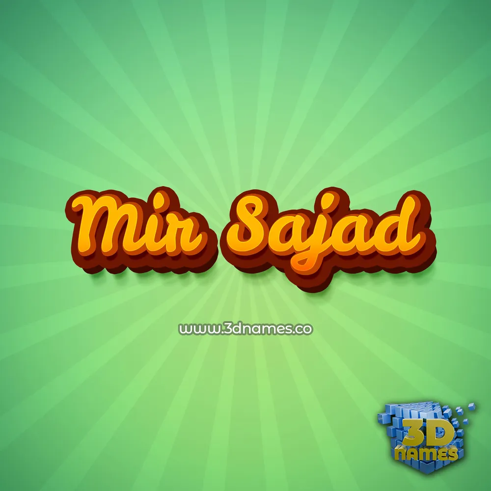 mir sajad in Green Rays style - 3D name wallpaper