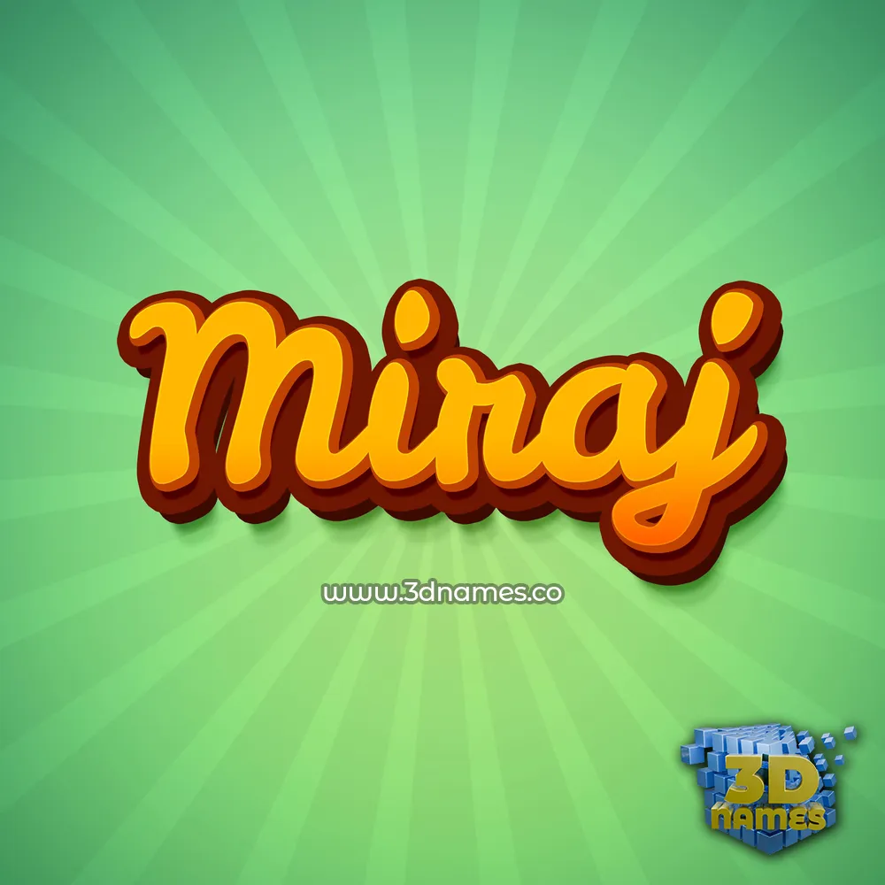 miraj in Green Rays style - 3D name wallpaper