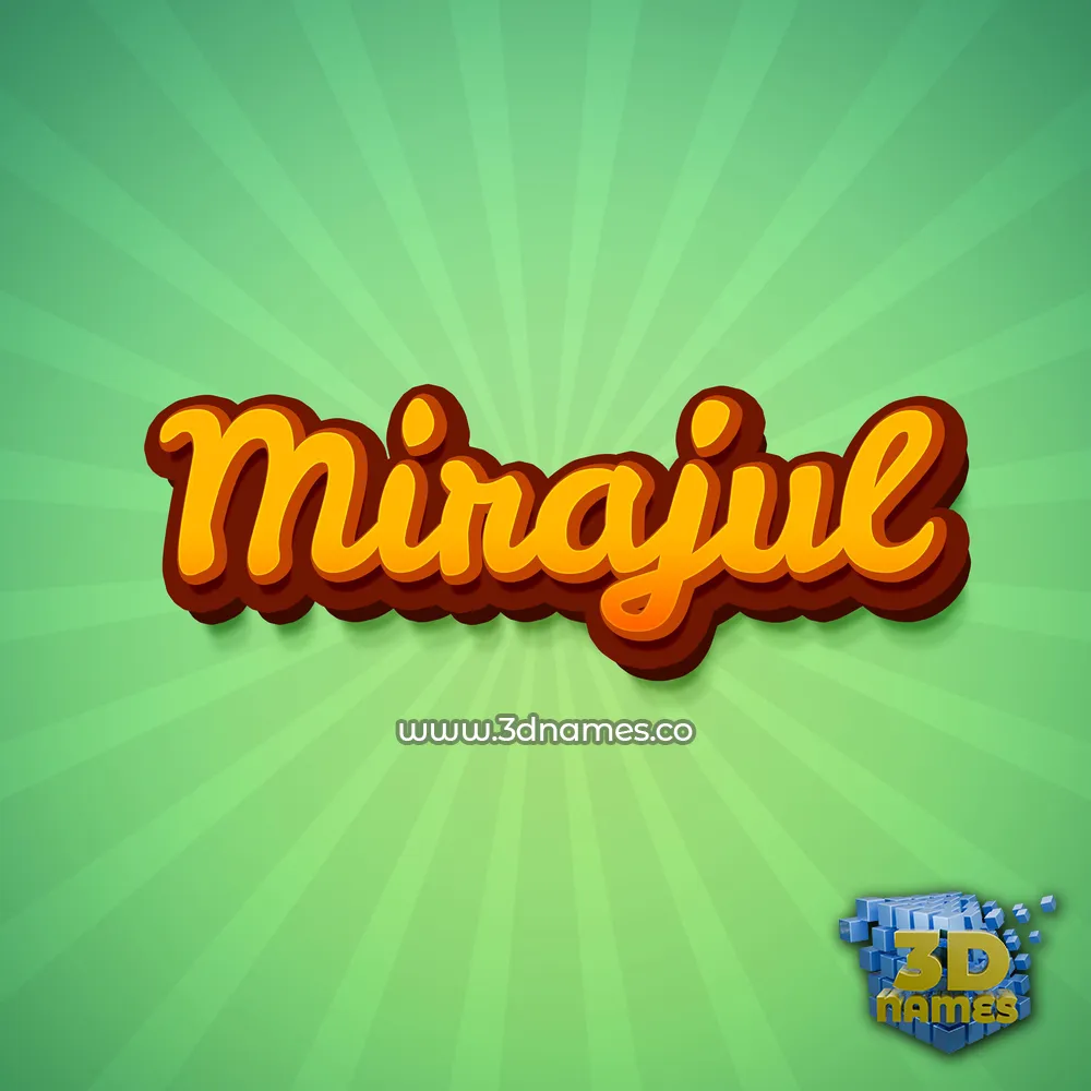 mirajul in Green Rays style - 3D name wallpaper