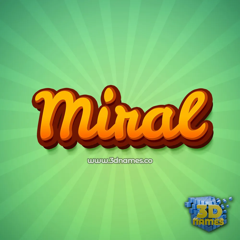miral in Green Rays style - 3D name wallpaper