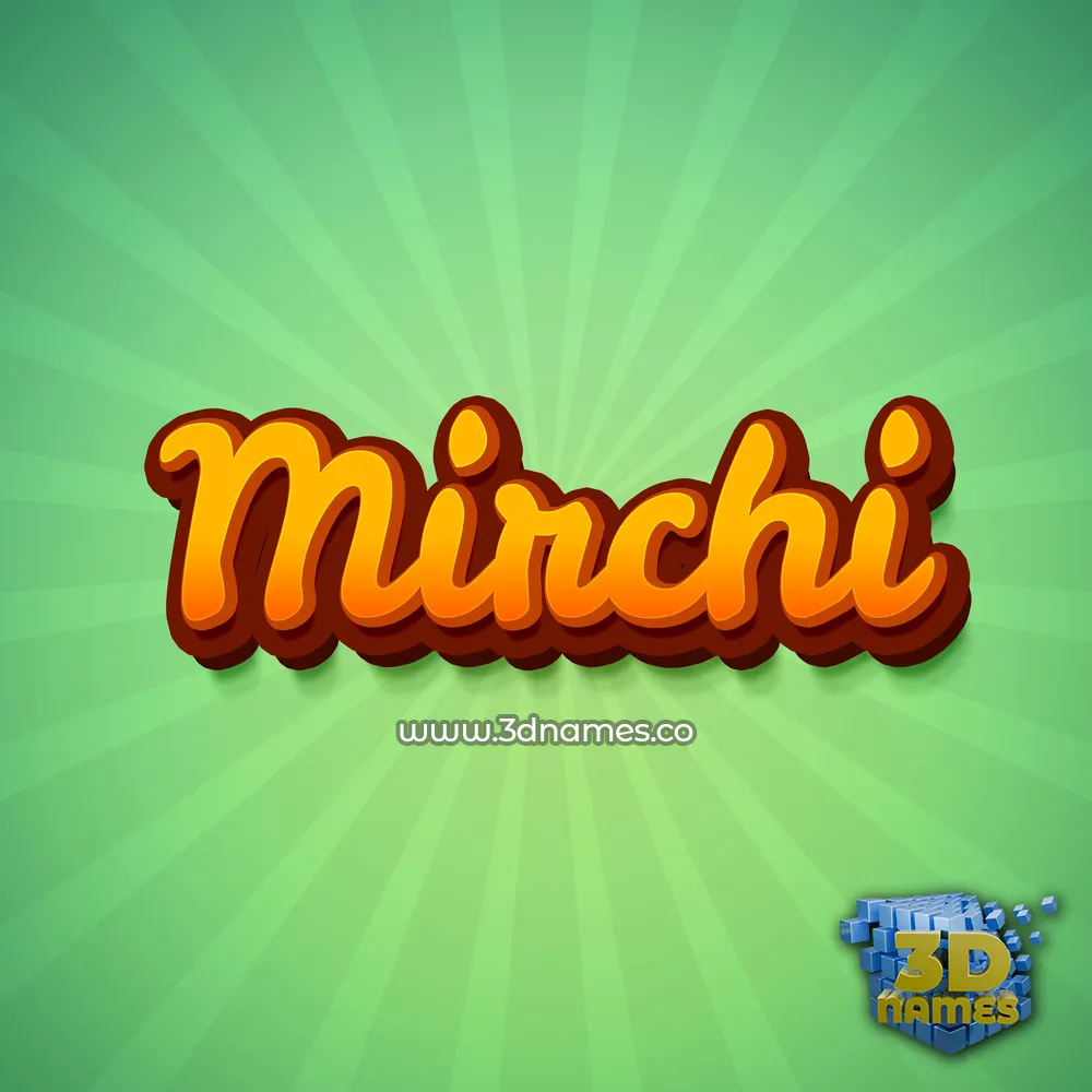 mirchi in Green Rays style - 3D name wallpaper