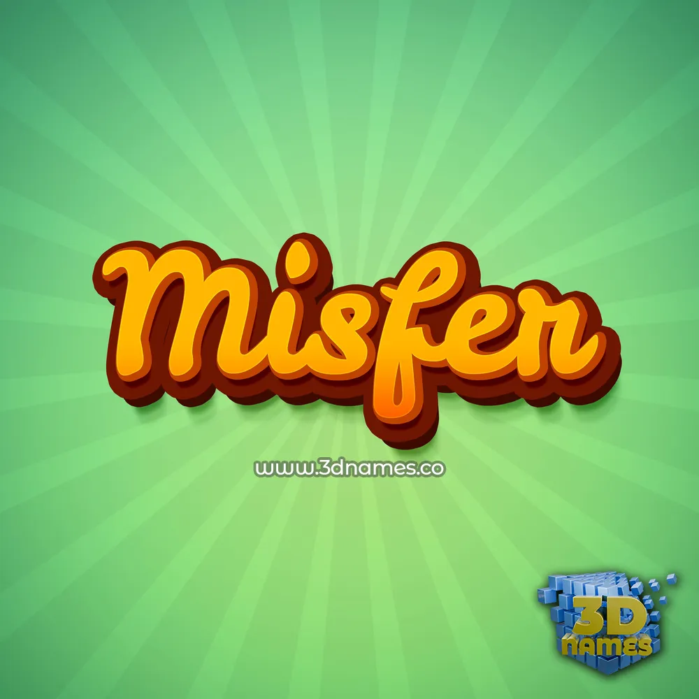 misfer in Green Rays style - 3D name wallpaper