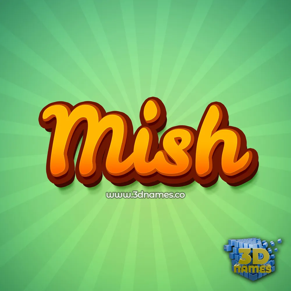 mish in Green Rays style - 3D name wallpaper