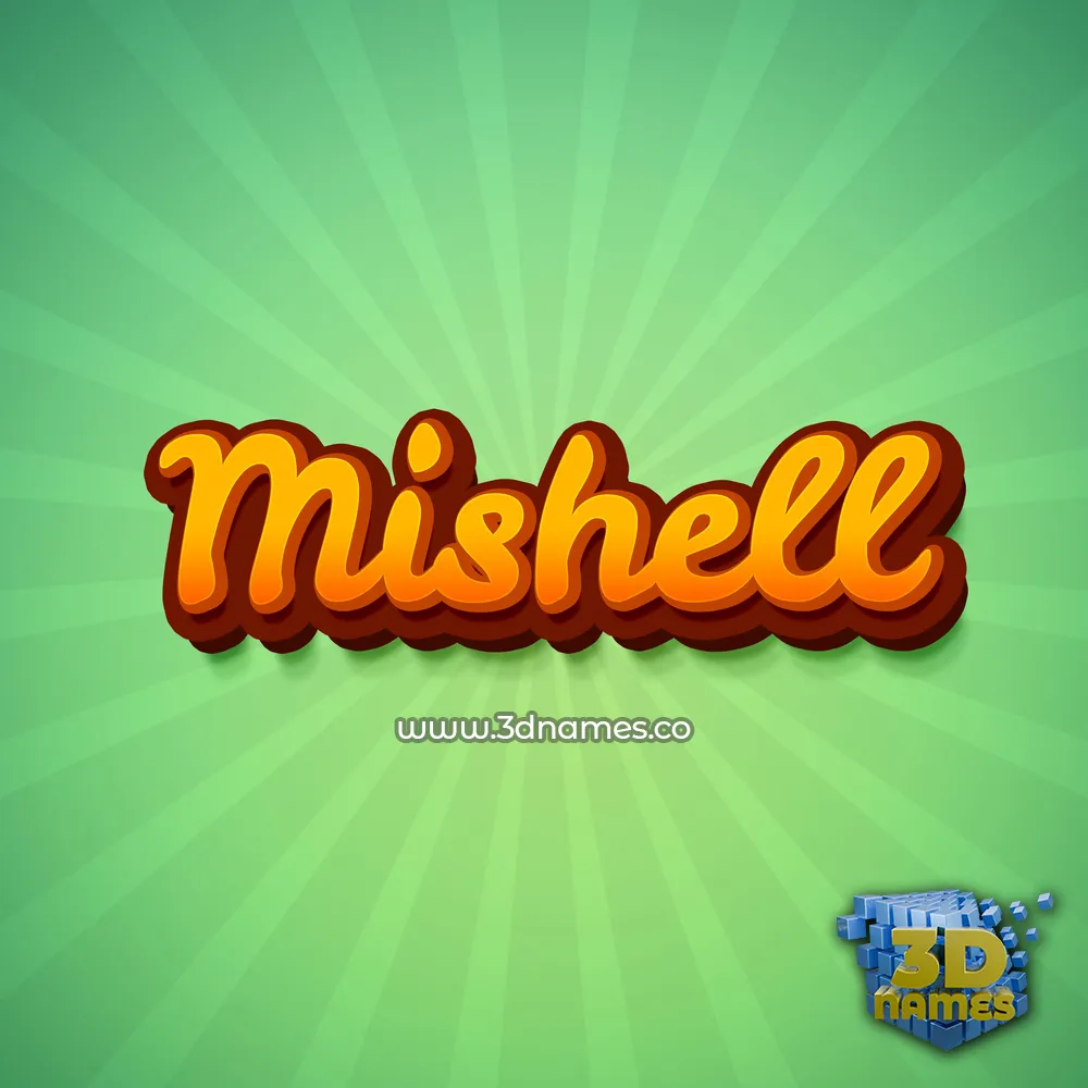 mishell in Green Rays style - 3D name wallpaper