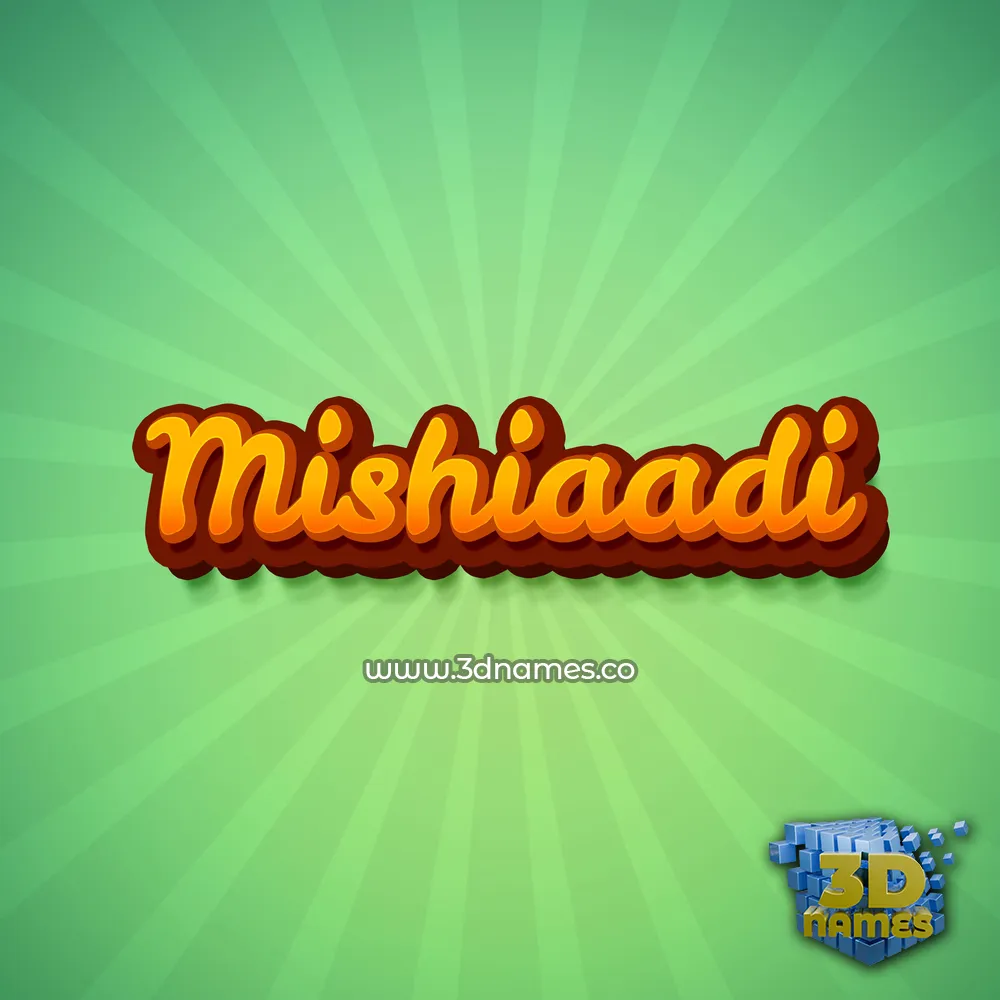 mishiaadi in Green Rays style - 3D name wallpaper