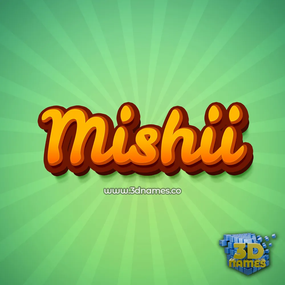 mishii in Green Rays style - 3D name wallpaper