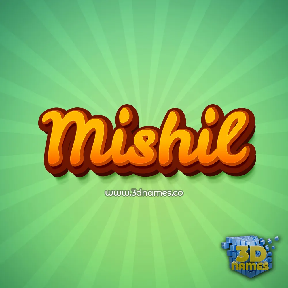 mishil in Green Rays style - 3D name wallpaper