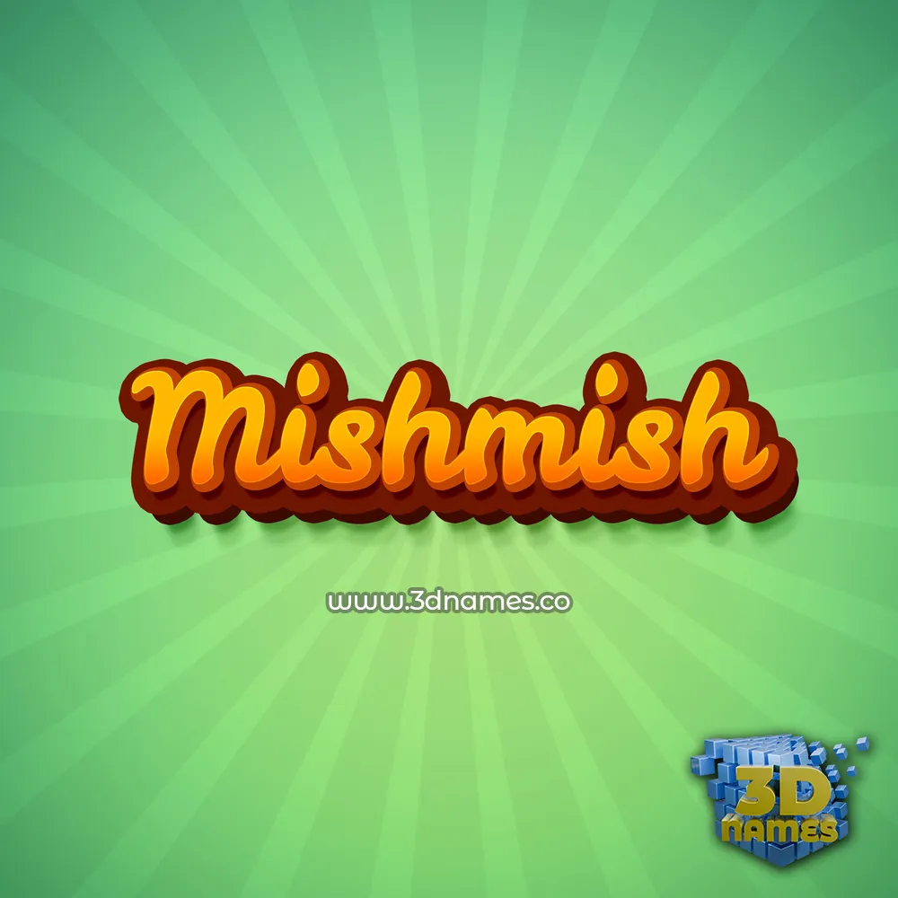 mishmish in Green Rays style - 3D name wallpaper