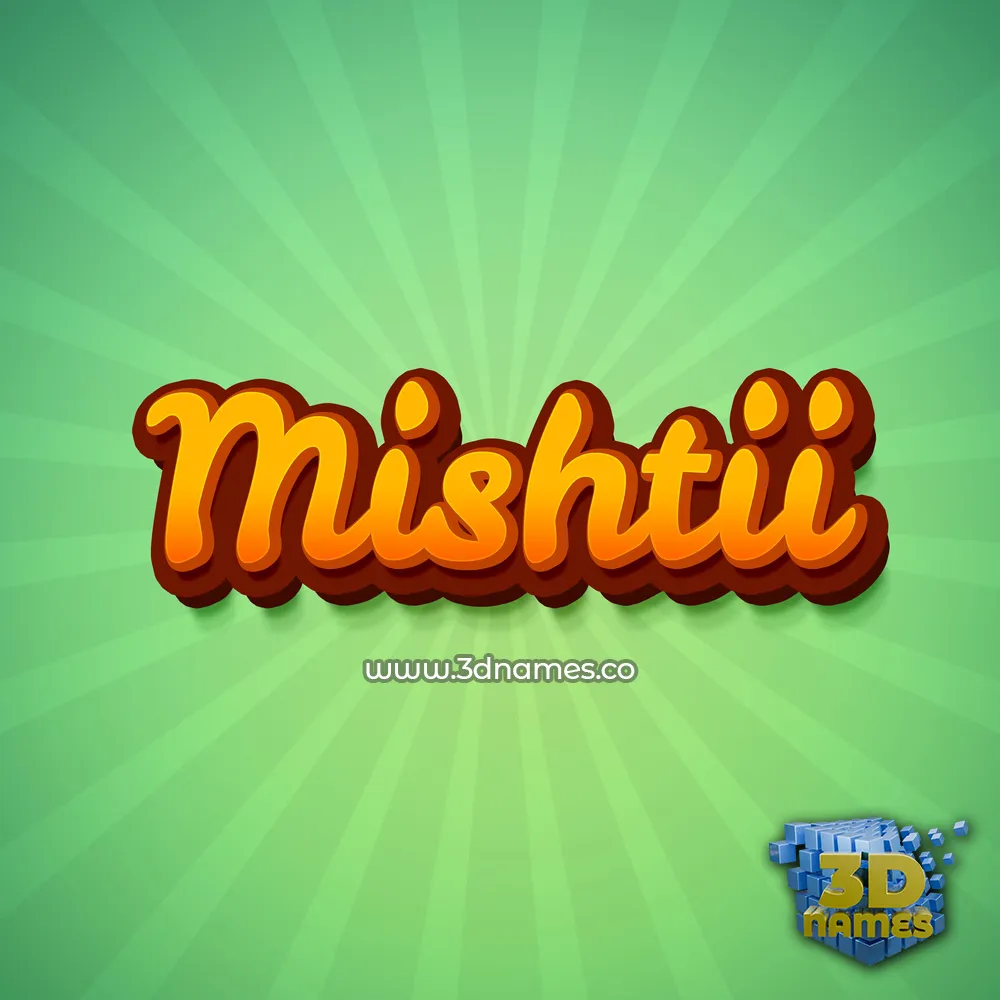 mishtii in Green Rays style - 3D name wallpaper