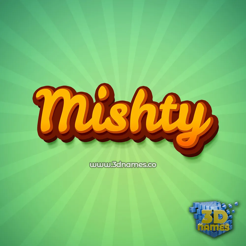 mishty in Green Rays style - 3D name wallpaper