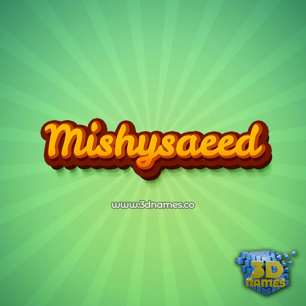 mishysaeed in Green Rays style - 3D name wallpaper