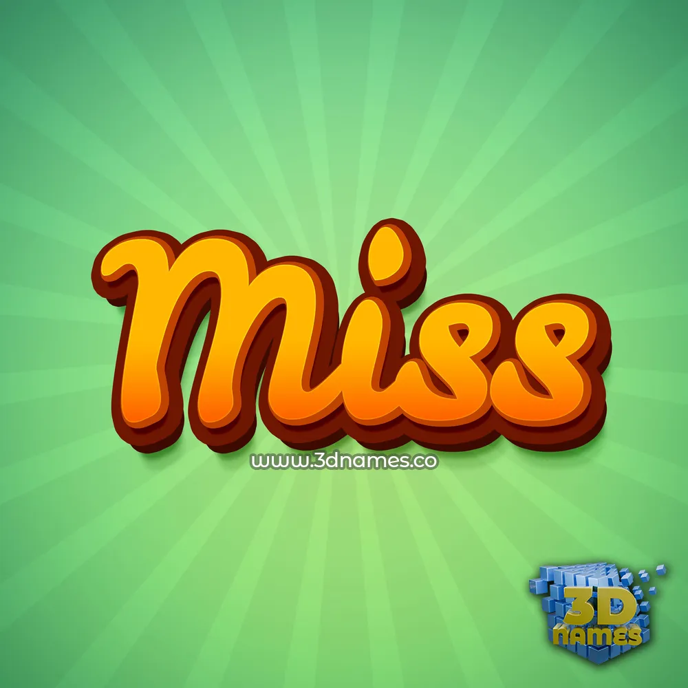 miss in Green Rays style - 3D name wallpaper