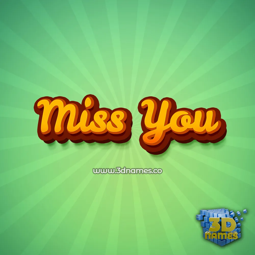 miss you in Green Rays style - 3D name wallpaper