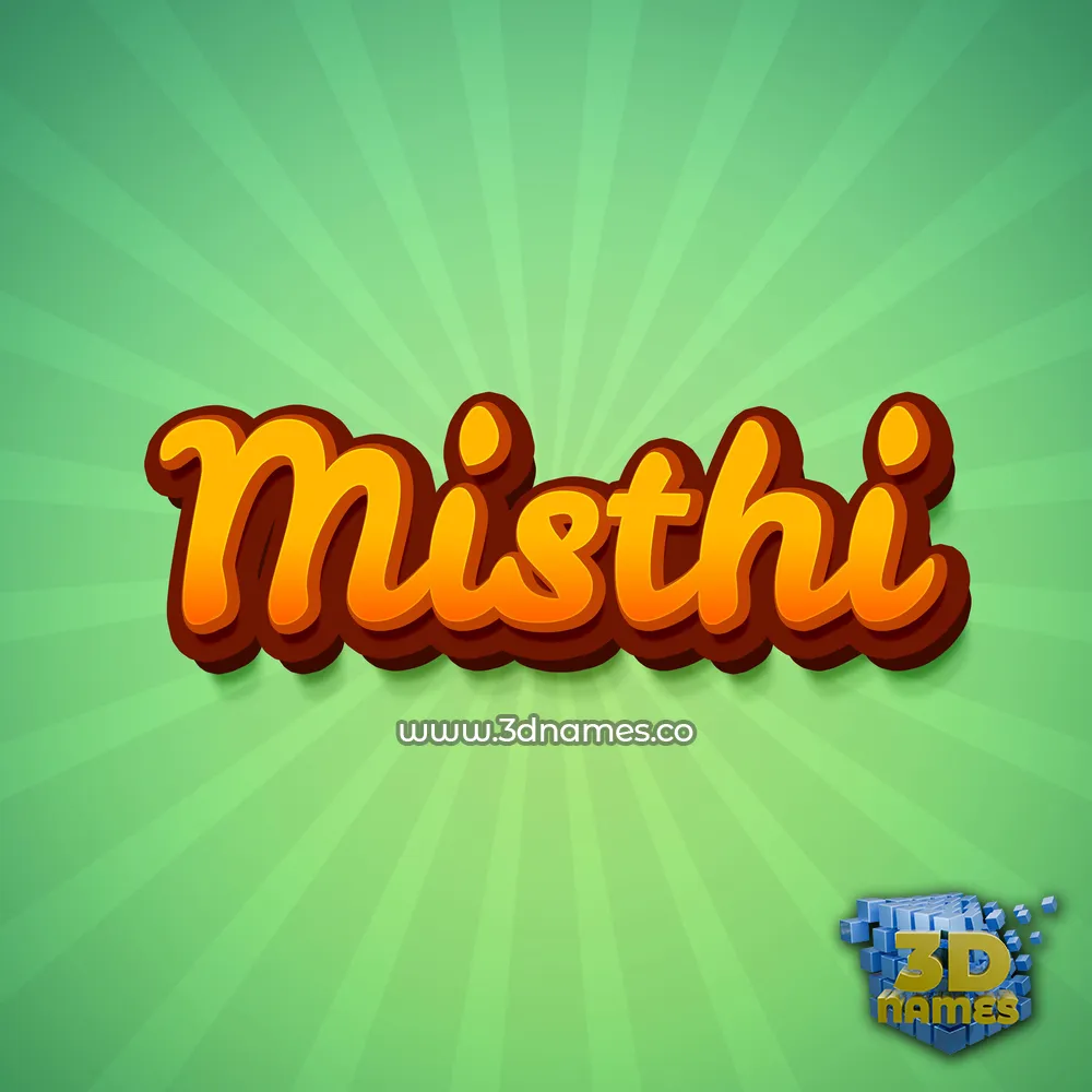 misthi in Green Rays style - 3D name wallpaper