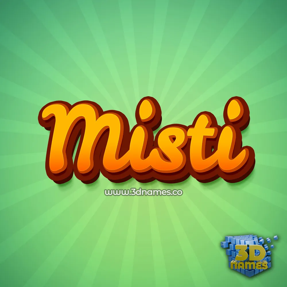 misti in Green Rays style - 3D name wallpaper