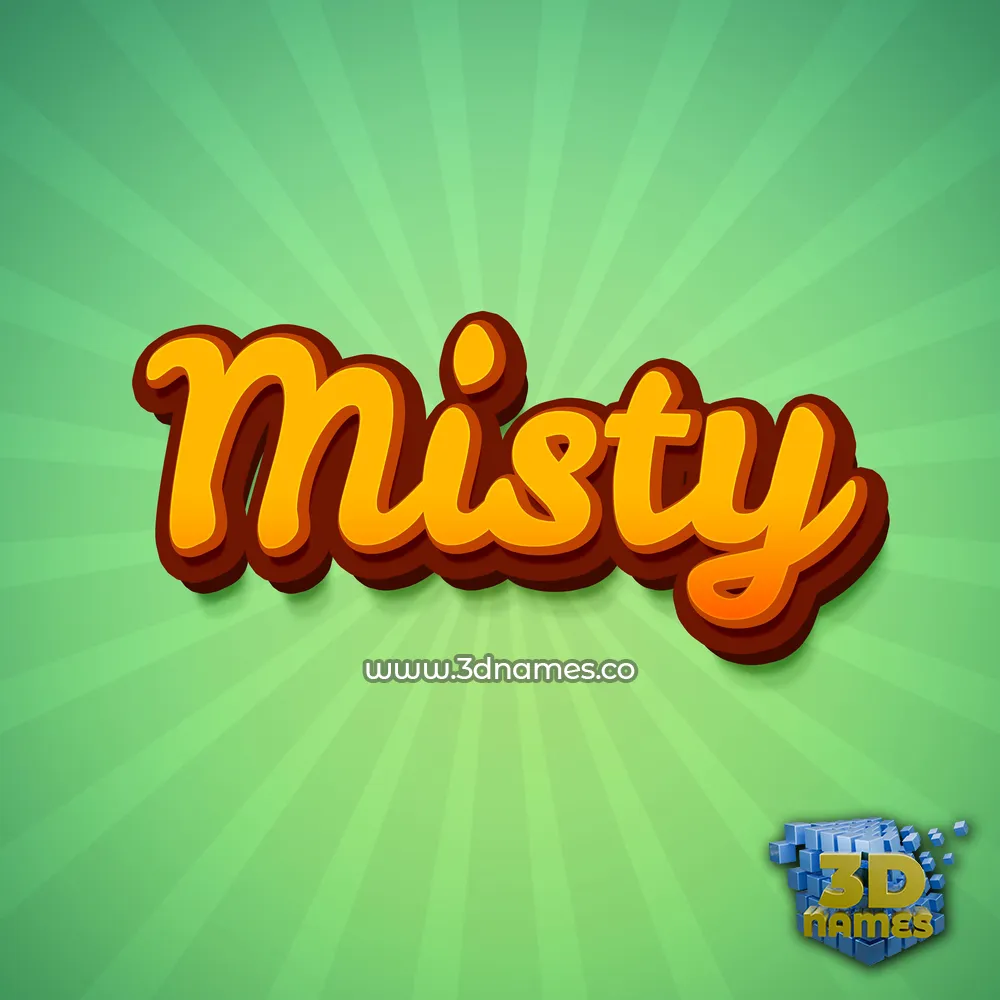 misty in Green Rays style - 3D name wallpaper