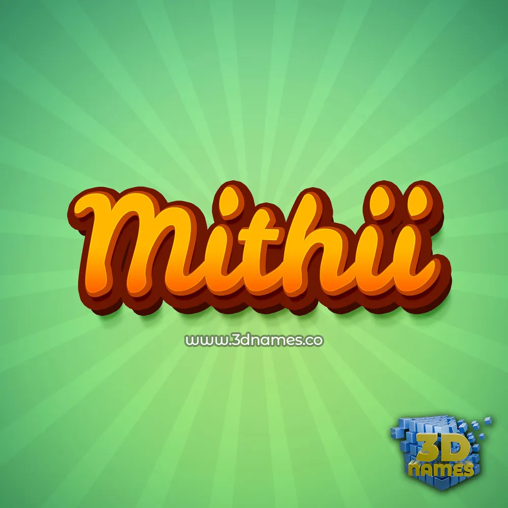 mithii in Green Rays style - 3D name wallpaper