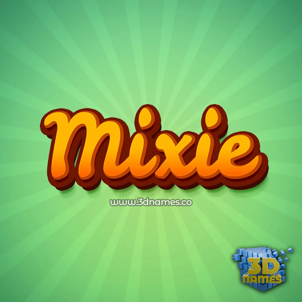 mixie in Green Rays style - 3D name wallpaper