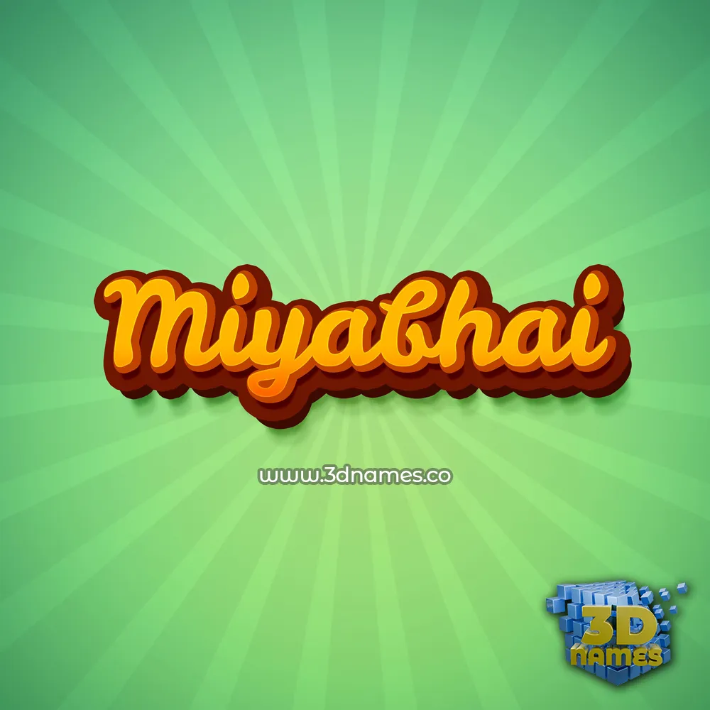 miyabhai in Green Rays style - 3D name wallpaper